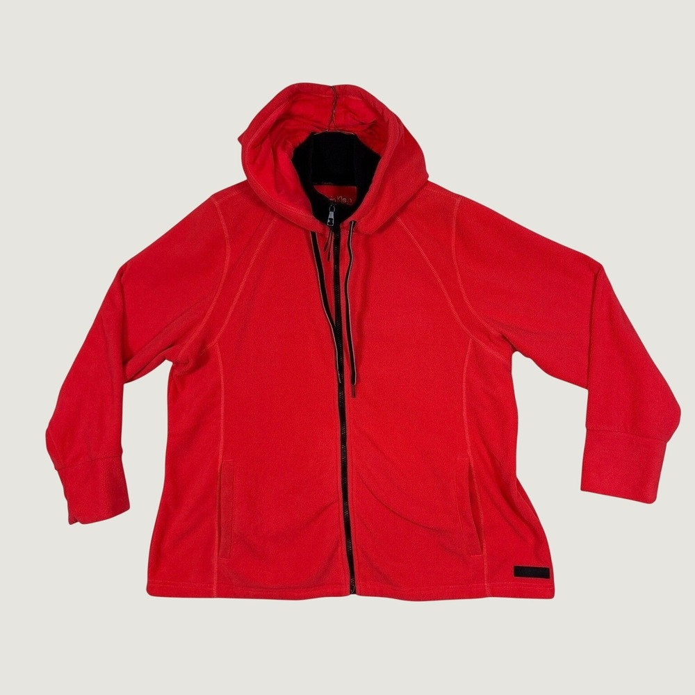 Calvin Klein Performance Mens 2X Red Fleece Full Zip Hoodie Jacket PFSXRX7000